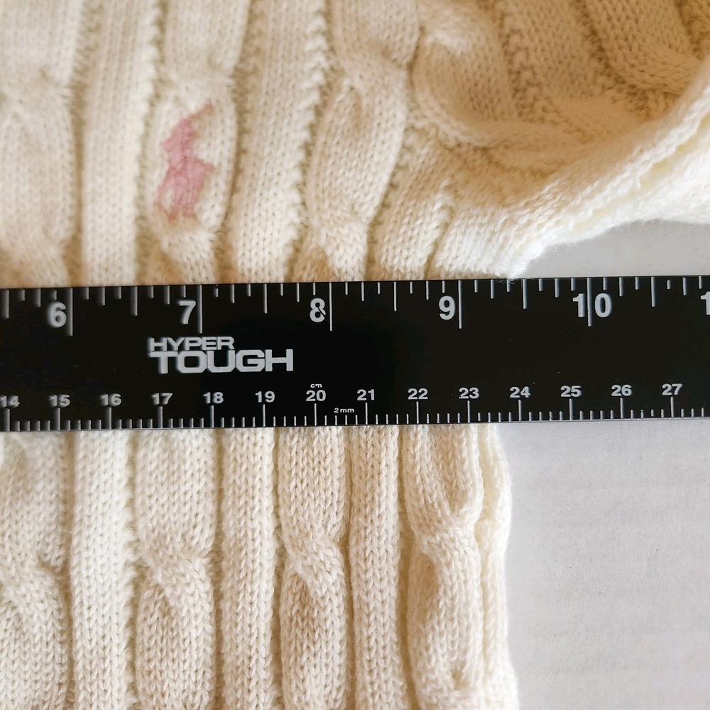 Ralph Lauren Cardigan Sweater Toddler Girl 24M Ivory Cable Knit Peplum Pink Pony - Picture 5 of 9